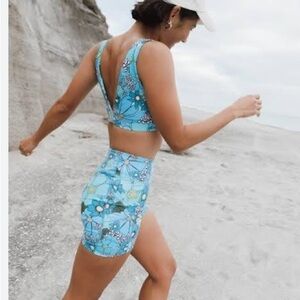 My Keeper Clothing Blue Floral Bikini Top 2X